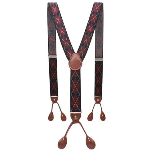 YUECIBAI Hosenträger Suspender Unisex Vintage Hosenträger Herren Hosenträger Verstellbar 6 Knopf Hosenträger Elastische Y-Form Riemen Hosen Hosen 09 von YUECIBAI