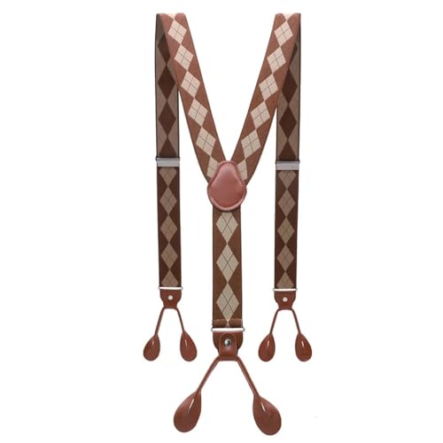 YUECIBAI Hosenträger Suspender Unisex Vintage Hosenträger Herren Hosenträger Verstellbar 6 Knopf Hosenträger Elastische Y-Form Riemen Hosen Hosen 1 von YUECIBAI