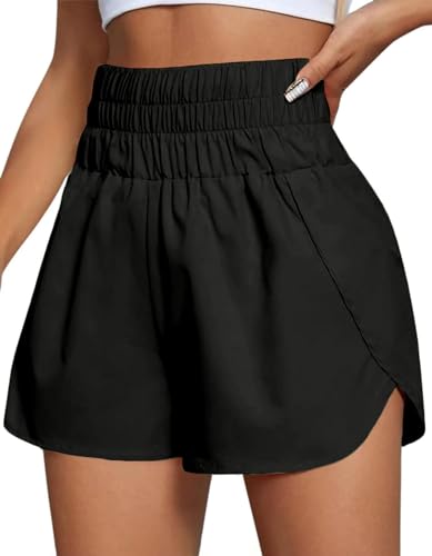 YUECIBAI Shorts Kurze Hose Damen Freizeit Shorts Outdoor Sport Bequeme Elastische Taille Solid Lose Weibliche Hose XL Schwarz von YUECIBAI