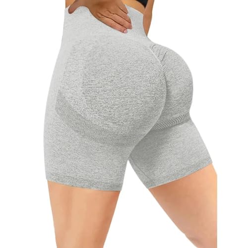 YUECIBAI Shorts Kurze Hose Damen Nahtlose Falten Fitness Shorts Hoch Taillierte Hüfte Lifting Fitness Yoga Shorts XL Whtie von YUECIBAI