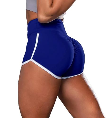 YUECIBAI Shorts Kurze Hose Sport-Shorts Damen Elastische Fitness-Leggings Push-Up Gym Yoga Run Trainings Strumpfhosen Sexy Große Damen-Shorts 4XL Blau von YUECIBAI