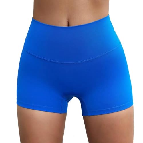 YUECIBAI Shorts Kurze Hose Yoga Fitness Shorts Laufen Radfahren Sport Leggings Hohe Taille Workout Gym Shorts Sicherheits Hose Nahtlose Höschen XL Blau von YUECIBAI