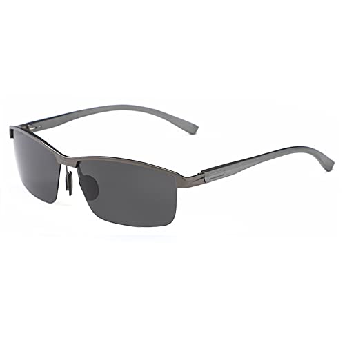 YUELUQU Sportbrille Polarisierte Sonnenbrille für Outdoor Metallrahmen UV400 Schutz Fahren Angeln Radfahren Laufen Fahrer Brille (Dunkelgrauer/grau) von YUELUQU