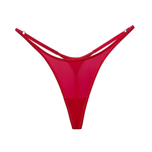 YUEZHAN Unterhosen ​Höschen Sexy Glatte Modische EIS Seide Tanga Für Frauen Fitness Sport Niedrige Taille Atmungsaktive Hohe Gabel T-Shirts XL Rot von YUEZHAN