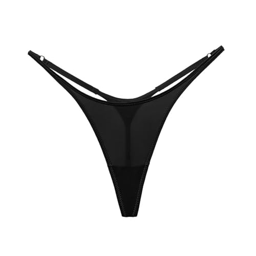 YUEZHAN Unterhosen ​Höschen Sexy Glatte Modische EIS Seide Tanga Für Frauen Fitness Sport Niedrige Taille Atmungsaktive Hohe Gabel T-Shirts XL Schwarz von YUEZHAN