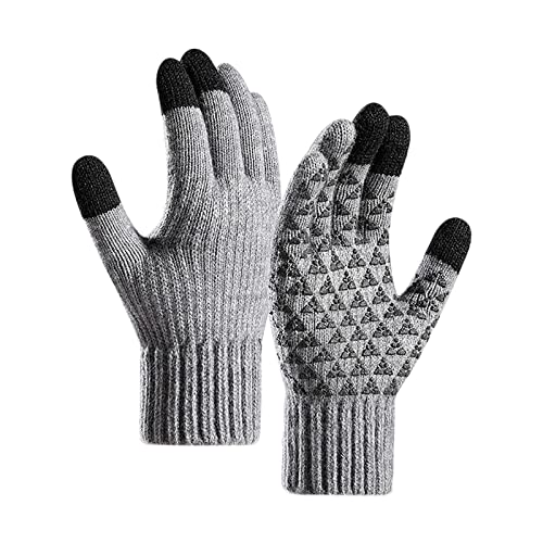 Thermo Handschuhe Damen: Touchscreen Fahrrad Handschuhe,mit Fleece Futter Strickhandschuhe,Winddicht Winterhandschuhe,Mittens Laufhandschuhe,Herren & Damen Kälteschutz Wollhandschuhe,Für Autofahren von YULONGESS