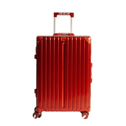 YUMIONB Koffer Aluminiumrahmen-Koffer, Damen-Trolley, Boarding-Koffer, Licht-Sound-Lenkrad, Passwort, Zollschloss-Koffer Suitcase (Color : Red, Size : A) von YUMIONB