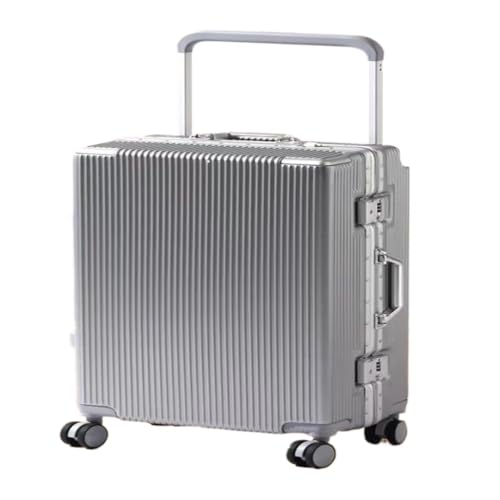 YUMIONB Koffer Breiter Trolley, Herren- und Damen-Koffer mit Aluminiumrahmen, Universalrad, Passwortbox, langlebiger Reisekoffer Suitcase (Color : Silver, Size : A) von YUMIONB