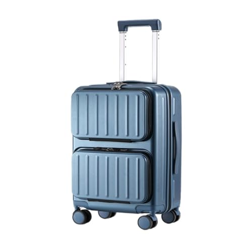 YUMIONB Koffer Multifunktionaler Koffer mit doppelter Öffnung vorne, Business-Passwort, Trolley-Boarding, Leichter Koffer Suitcase (Color : Blue, Size : B) von YUMIONB