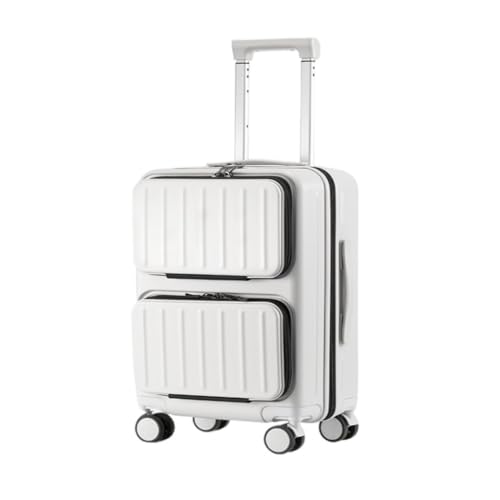 YUMIONB Koffer Multifunktionaler Koffer mit doppelter Öffnung vorne, Business-Passwort, Trolley-Boarding, Leichter Koffer Suitcase (Color : White, Size : B) von YUMIONB