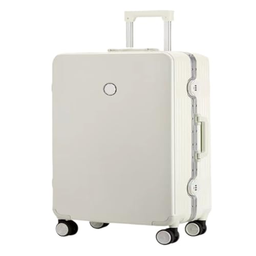 YUMIONB Koffer Trolley-Koffer mit Aluminiumrahmen, leiser Universal-Rad-Passwort-Koffer for männliche und weibliche Studenten Suitcase (Color : White, Size : A) von YUMIONB