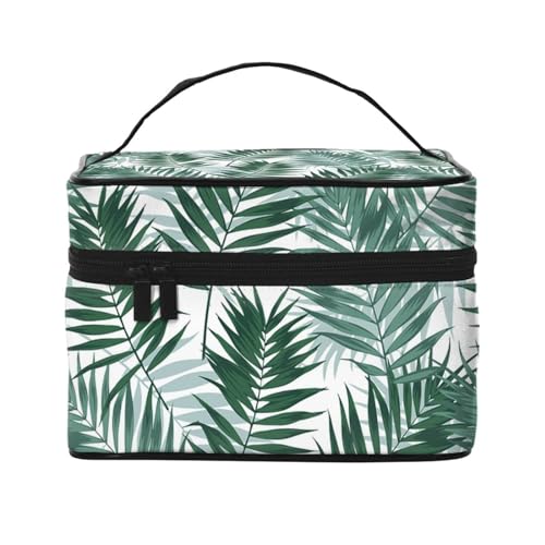 Tropischer Dschungel, nahtloses Muster mit Palmblättern, Make-up-Tasche, Kosmetiktasche, tragbare Reise-Kulturtasche, Federmäppchen, Kulturbeutel von YUNWEIKEJI