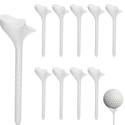 YUNYODA Golftees aus Kunststoff, 83 mm, weiß, reduziert Reibung, Kunststoff-Golf-Tees, 10 ° leicht, Trainingshilfe, Golf-Zubehör, 10 Stück von YUNYODA