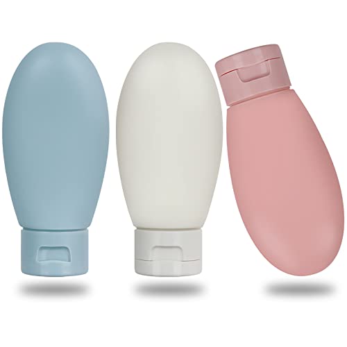 3 Stück Reiseflaschen Set YUTOU 60ML Reiseflaschen & Behälter, Plastikflaschen zum Befüllen, Auslaufsicher Reisebehälter für Reise Toilettenartikel Shampoo Conditioner (3 Farben) von YUTOU