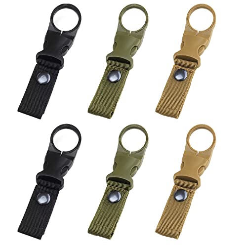 YUTOU 6 Stück Schlüsselanhänger Flaschenhalter Wasserflaschen Schnallen Halter Haken Flaschenhalter Karabiner Haken Wasserflasche Schnalle für Camping Wandern Outdoor Aktivitäten (3 Farben) von YUTOU