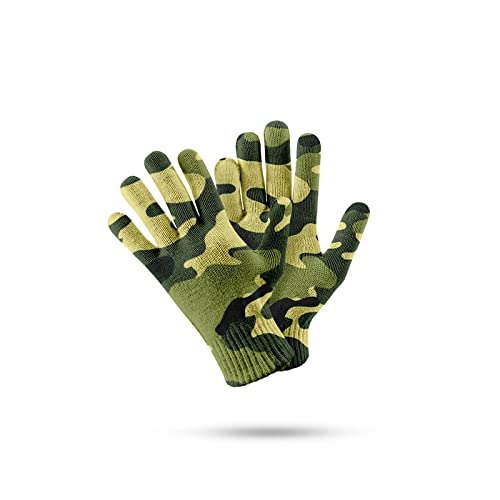 YUUKI Damen Handschuhe,Winterhandschuhe Jungle Camouflage 3D-Muster Atmungsaktive, rutschfeste, Gestrickte Touchscreen-Handschuhe Mit Manschette Für Damen Herren Outdoor-Lauf-Thermohandschuhe von YUUKI