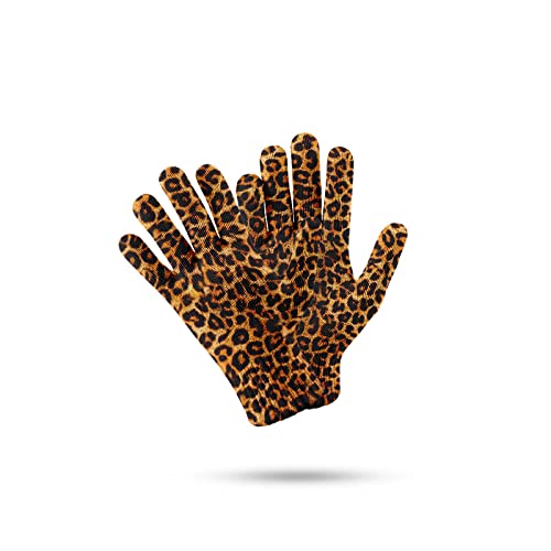 YUUKI Damen Handschuhe,Winterhandschuhe Schwarz Leopardenmuster 3D-Muster Atmungsaktive Anti-Rutsch-Strick-Touchscreen-Handschuhe Mit Manschette Für Damen Herren Outdoor-Lauf-Thermohandschuhe von YUUKI
