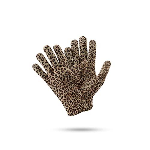 YUUKI Winter Handschuhe,Winterhandschuhe Schwarz Dot Leopard Print 3D-Muster Atmungsaktiv Anti-Rutsch Gestrickte Touchscreen-Handschuhe Mit Stulpe Für Damen Herren Outdoor Running Thermohandschuhe von YUUKI