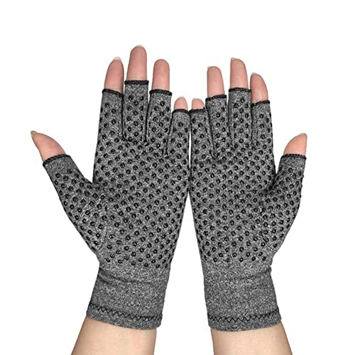 YUYTE Halbfinger-Handschuhe, Dehnbare Fäustlinge, Arthritis-Kompressionshandschuhe für Männer und Frauen, Lindert Schmerzen, Fingerlose Handschuhe für Workout-Fitness (Spot Grau) von YUYTE