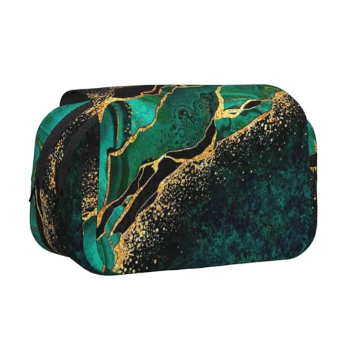 YXDVPALNE Schwarzer blaugrüner Marmor, grüner Malachit mit goldenen Adern, goldenen Flecken Doppeltes Clamshell-Stifteetui, tragbares Bleistiftetui mit Reißverschluss YXDVPALNE Schwarzer blaugrüner Marmor, grüner Malachit mit goldenen Adern, goldenen Flecken Doppeltes Clamshell-Stifteetui, tragbares Bleistiftetui mit Reißverschluss von YXDVPALNE