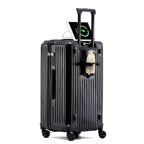 YXHYYDP Robuster Koffer mit Drehrädern, Hartschalenkoffer, TSA-Schloss, rosa Trolley-Koffer, für Geschäft, Urlaub, Schule (Black 34inch) von YXHYYDP