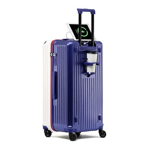 YXHYYDP Robuster Koffer mit Drehrädern, Hartschalenkoffer, TSA-Schloss, rosa Trolley-Koffer, für Geschäft, Urlaub, Schule (Blue White 32inch) von YXHYYDP