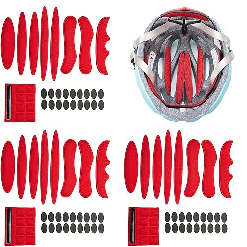 YXHZVON Schaumstoffpolster für Fahrradhelm, 3 Sätze Helm Bewegung Schwamm Helmpolster für Motorrad- und Fahrradhelmpolster, Rot von YXHZVON