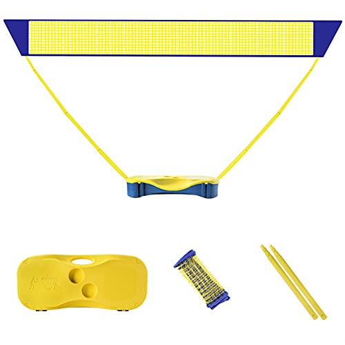 3-in-1 faltbares, verstellbares Badmintonnetz-Set für den Außenbereich, Tennis-, Badminton- und Volleyballnetz mit Ständer, gelb von YXJPP