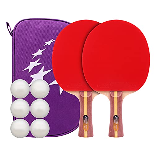 Ping-Pong-Paddel-Set mit Schlägerhülle, bequemer Griff, Tischtennisschläger für Amateur-Unterhaltung/2-Spieler-Set/A von YXJPP