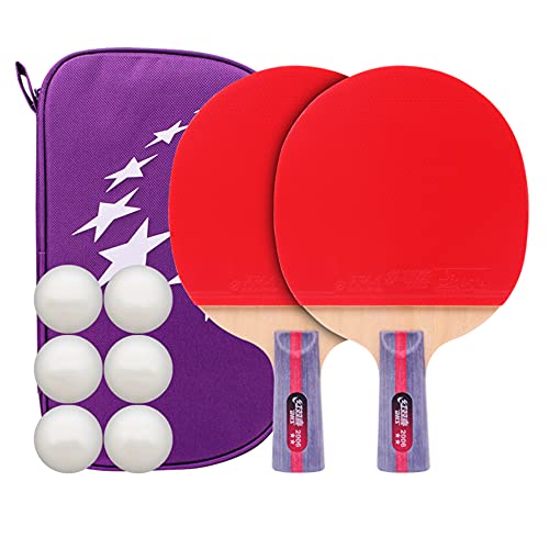Ping-Pong-Paddel-Set mit Schlägerhülle, bequemer Griff, Tischtennisschläger für Amateur-Unterhaltung/2-Spieler-Set/B von YXJPP