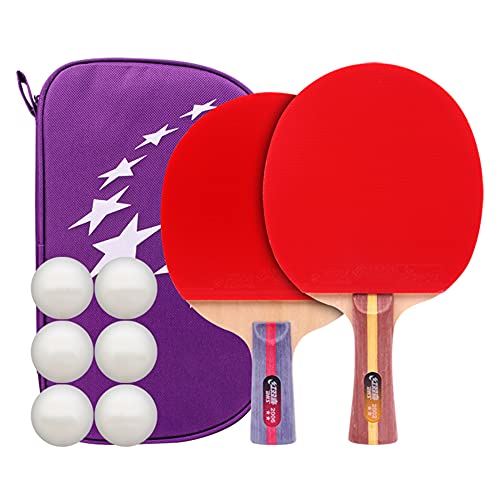 Ping-Pong-Paddel-Set mit Schlägerhülle, bequemer Griff, Tischtennisschläger für Amateur-Unterhaltung/2-Spieler-Set/C von YXJPP