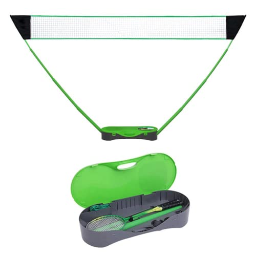 Zusammenklappbares, tragbares Badminton-Netz-Set mit Badminton-Schlägerständer für draußen, Hof-Volleyball-Tennisnetz von YXJPP