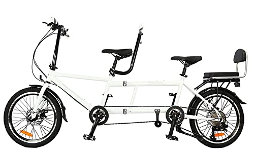 YXWJ Tandem Bike - City Tandem Folding Bicycle, Faltbare Tandem Adult Beach Cruiser Bike Verstellbare 8 Geschwindigkeiten,Weiß, 20 inches, White Weiß von YXWJ