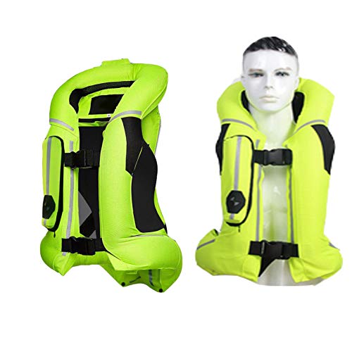 Airbag-Weste, Motorrad-Airbag-Weste, abnehmbare Schutzausrüstung auf der Rückseite, um Löcher zu verhindern, geeignet für Erwachsene Männer und Frauen (ohne CO2-Zylinder) (Farbe: Grün, Größe: XXXL) von YXYECEIPENO