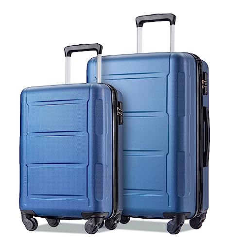 YXZYFPP Modische Koffer, 2er-Set, erweiterbare Koffer, Handgepäck, ABS, leichte Gepäckkoffer mit TSA-Schloss, Koffer mit Rollen 20"+28", einfach Reisen (Blue) von YXZYFPP