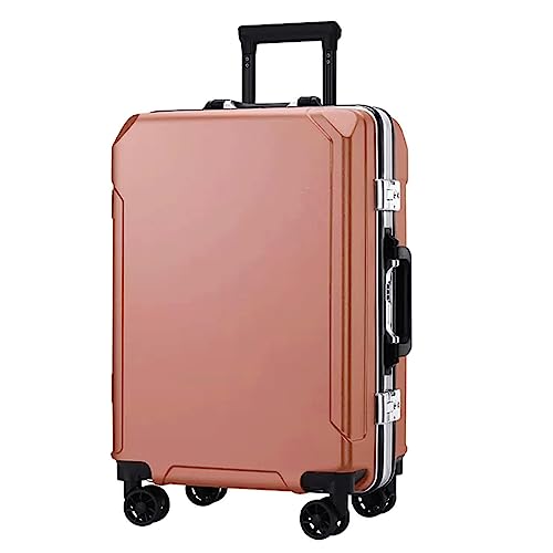 YXZYFPP Modische Koffer, Koffer mit Spinner-Rädern, Handgepäck, Zwei USB-Ladeanschlüsse, Aluminiumrahmen-Koffer, großes Fassungsvermögen, leicht zu transportieren (Gold 22 in) von YXZYFPP