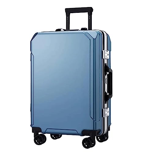 YXZYFPP Modische Koffer, Koffer mit Spinner-Rädern, Handgepäck, Zwei USB-Ladeanschlüsse, Aluminiumrahmen-Koffer, großes Fassungsvermögen, leicht zu transportieren (Light Blue 20 in) von YXZYFPP