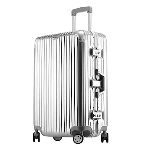 YXZYFPP Modischer Koffer, Gepäck mit drehbaren Rädern, großer Koffer, Heller Aluminiumrahmen, verschleißfestes Handgepäck, einfach Reisen (Silver) von YXZYFPP