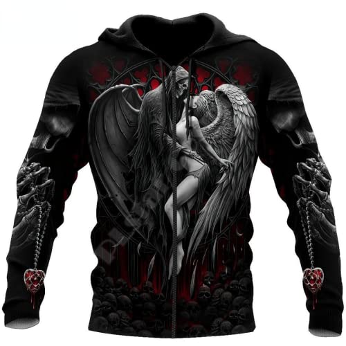 YYFHHK Reaper Skull Angel and Demon Musterjacke 3D All Over Printed Men Hoodies Unisex Casual Zip Pullover Xs-7Xl von YYFHHK