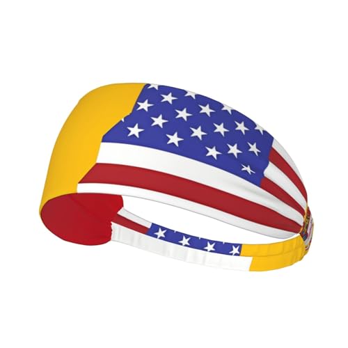 Elastisches Übungs-Stirnband für Damen und Herren, feuchtigkeitsableitend, athletisch, für Laufen, Fitnessstudio, Training, Amerikanische Spanien-Flagge von YYHHAOFA