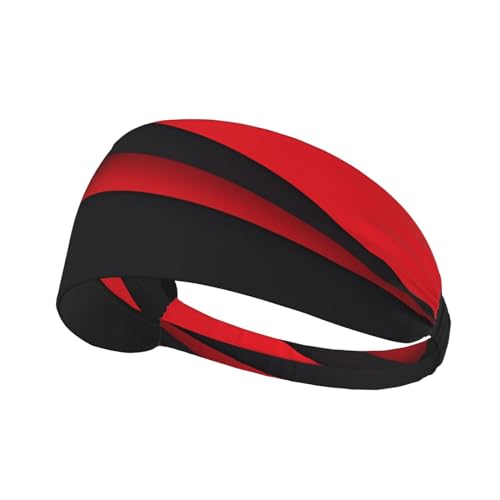 Elastisches Übungs-Stirnband für Damen und Herren, feuchtigkeitsableitend, athletisch, für Laufen, Fitnessstudio, Training, Rot/Schwarz von YYHHAOFA