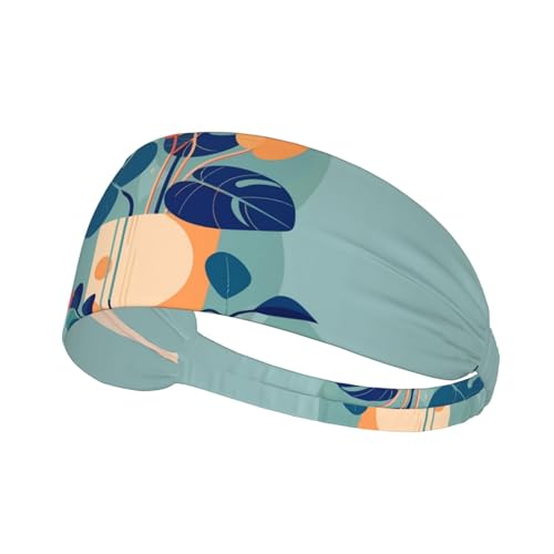Elastisches Übungs-Stirnband für Damen und Herren, feuchtigkeitsableitend, athletisch, für Laufen, Fitnessstudio, Training, blau-orangefarbener Turtleback, Bambusbild von YYHHAOFA