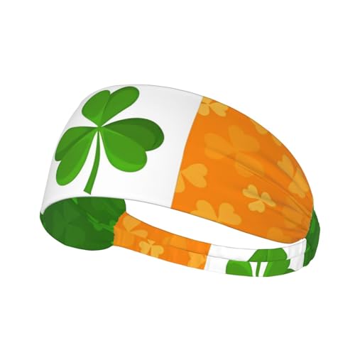 Elastisches Übungs-Stirnband für Damen und Herren, feuchtigkeitsableitend, athletisch, für Laufen, Fitnessstudio, Training, irische Flagge von YYHHAOFA