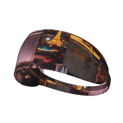 Elastisches Übungs-Stirnband für Damen und Herren, feuchtigkeitsableitend, athletisch, für Laufen, Fitnessstudio, Workout, Las Vegas Night City Muster von YYHHAOFA