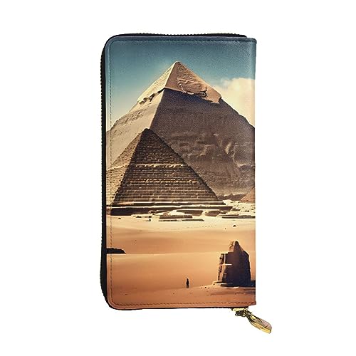 YYHHAOFA Dreaming of the Pyramids of Khufu Picture Leather Long Clutch Wallet : Comfortable, lightweight, waterproof, durable 19.0 cm x 10.5 cm, Black, One Size, Schwarz , Einheitsgröße von YYHHAOFA