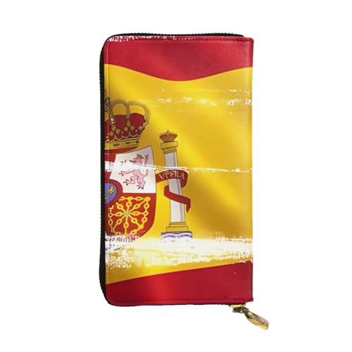 YYHHAOFA Lange Clutch aus Leder mit Spanien-Flagge: bequem, leicht, wasserdicht, langlebig, 19 x 10,5 cm, Schwarz, Einheitsgröße, Schwarz , Einheitsgröße von YYHHAOFA