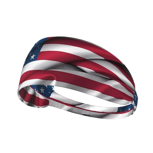 Elastisches Damen-Stirnband, feuchtigkeitsableitend, athletisch, für Laufen, Training, Outdoor-Sport, amerikanische Flagge von YYHWHJDE
