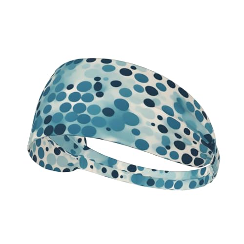 Elastisches Unisex-Sport-Stirnband, feuchtigkeitsableitend, athletisch, für Laufen, Training, Outdoor-Sport, blaues Punktemuster von YYHWHJDE