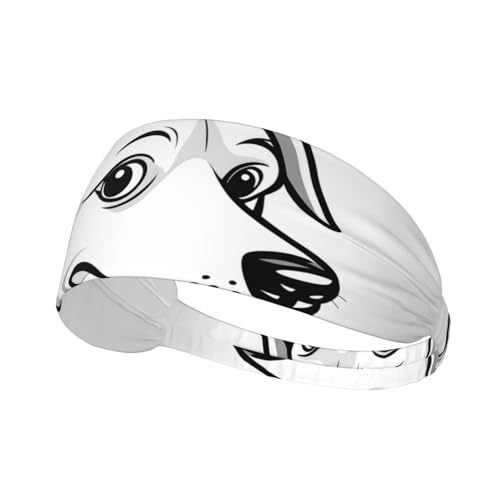 Elastisches Unisex-Sport-Stirnband, feuchtigkeitsableitend, athletisch für Laufen, Training, Outdoor-Sport, Cartoon-Hundekopf-Muster von YYHWHJDE