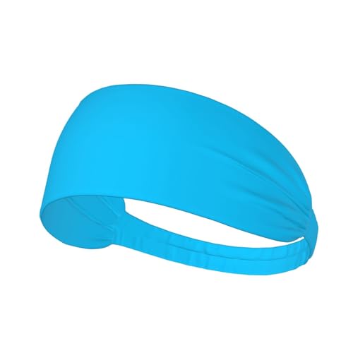 Elastisches Unisex-Sport-Stirnband, feuchtigkeitsableitend, athletisch für Laufen, Training, Outdoor-Sport, einfarbig, hellblauer Druck von YYHWHJDE